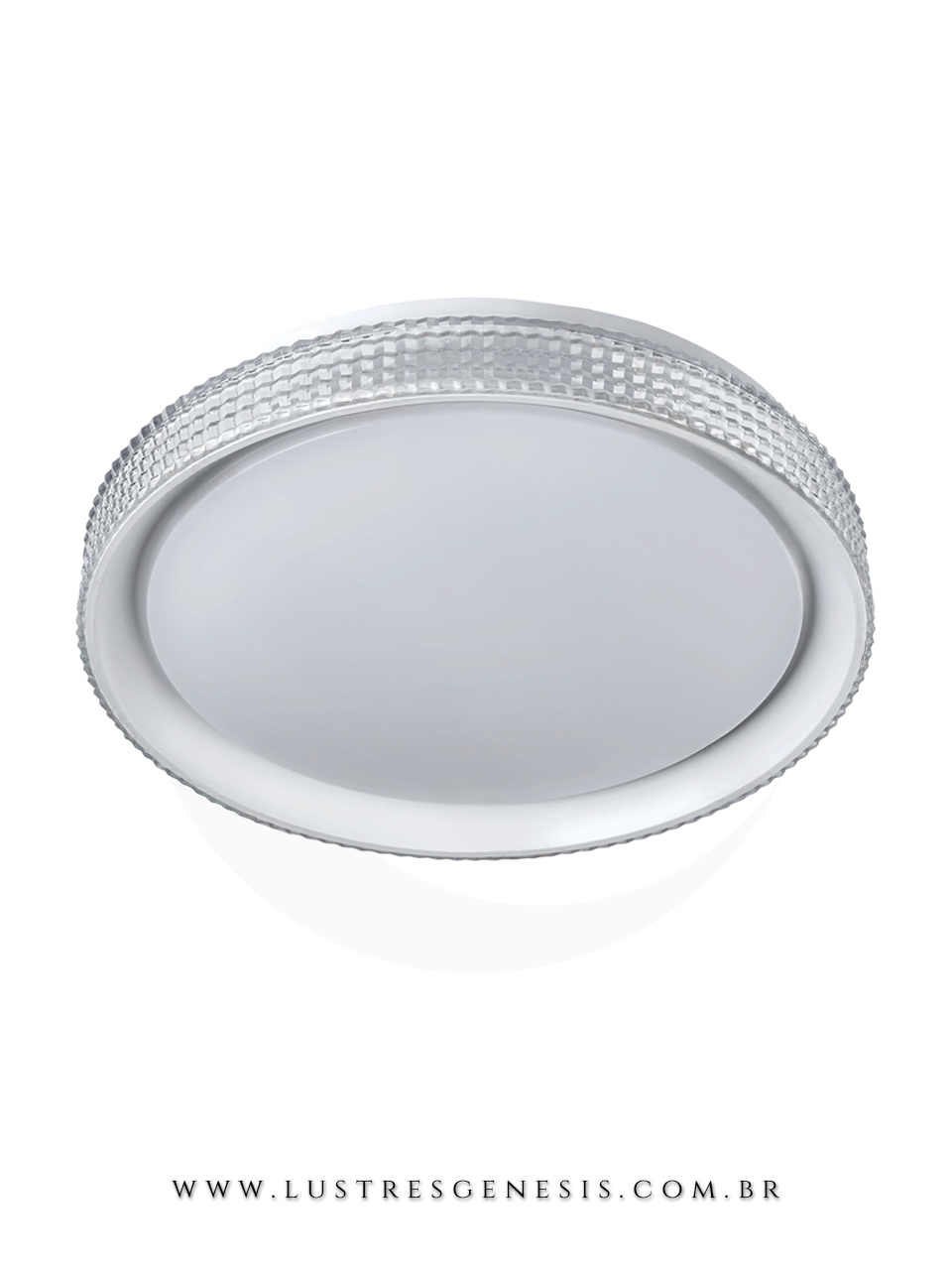 Plafon LED 40cm Metal Branco e Acrílico 28+28W Bivolt